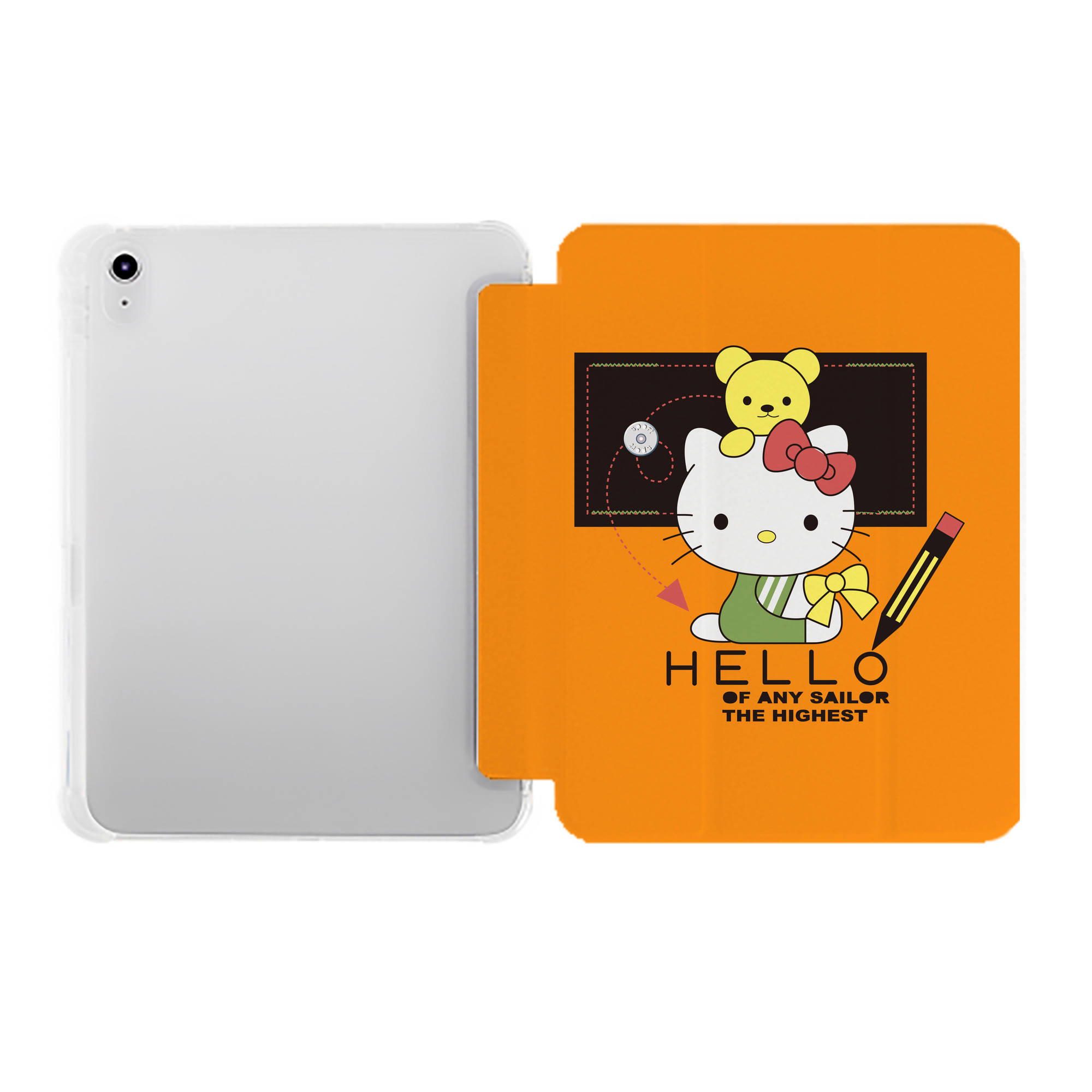 （画像用） Hello Kitty ハローキティ IPad ケース ペン収納付き 三つ折りスタンド PUレザー×シリコン 対応機種9.5/10.5/10.9インチ